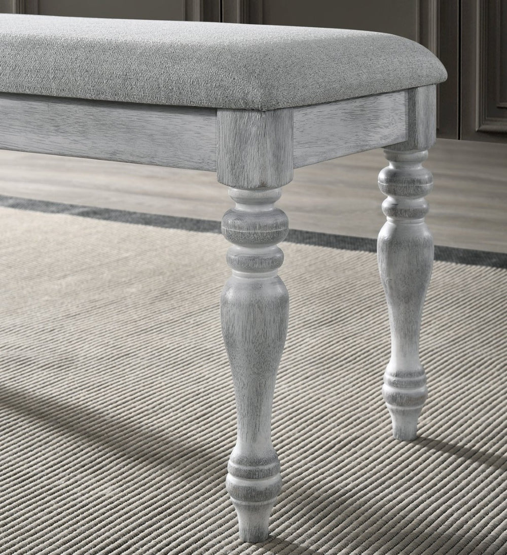 English Elm Salines Padded Rubberwood Dining Bench with Turned Legs for Farmhouse Seating T2574P164620