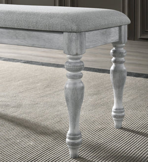 English Elm Salines Padded Rubberwood Dining Bench with Turned Legs for Farmhouse Seating T2574P164620
