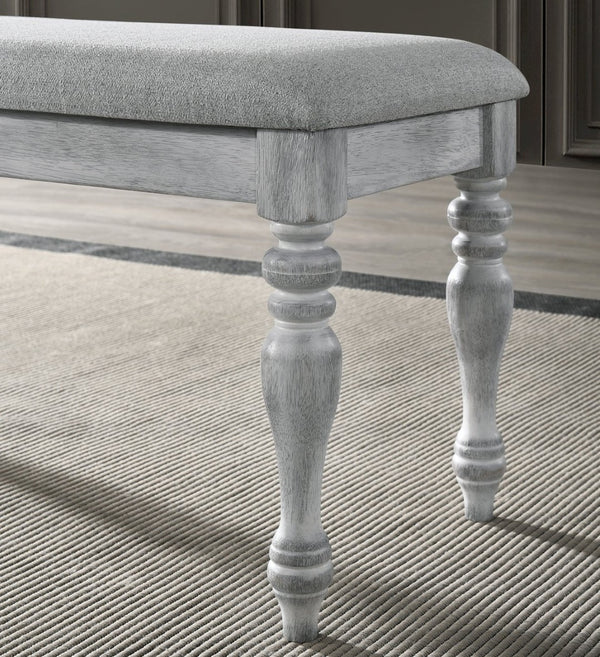 English Elm Salines Padded Rubberwood Dining Bench with Turned Legs for Farmhouse Seating T2574P164620