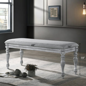 English Elm Salines Padded Rubberwood Dining Bench with Turned Legs for Farmhouse Seating T2574P164620