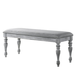 English Elm Salines Padded Rubberwood Dining Bench with Turned Legs for Farmhouse Seating T2574P164620