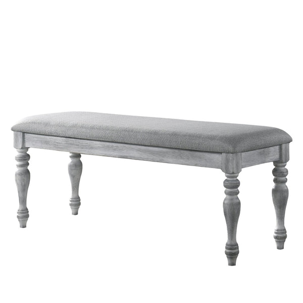 English Elm Salines Padded Rubberwood Dining Bench with Turned Legs for Farmhouse Seating T2574P164620