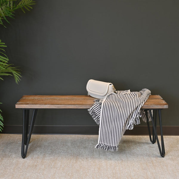 English Elm Aryven Hairpin Leg Dining Bench with Mdf Top and Rustic Industrial Appeal T2574P164623