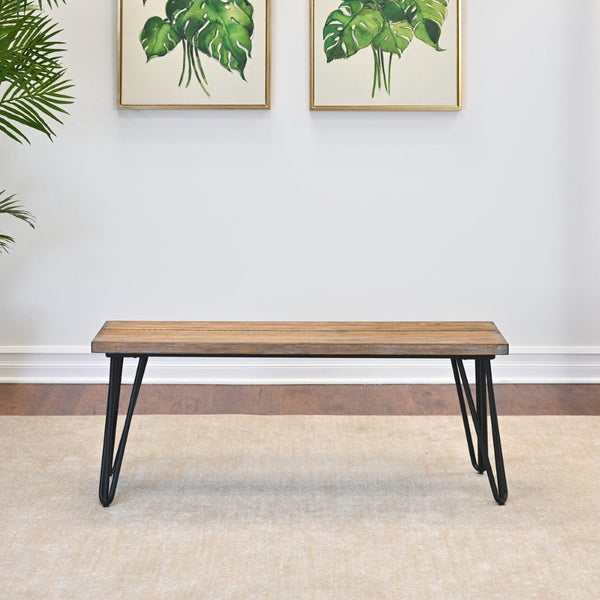 English Elm Aryven Hairpin Leg Dining Bench with Mdf Top and Rustic Industrial Appeal T2574P164623