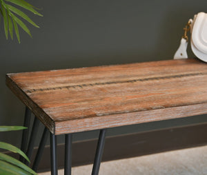 English Elm Aryven Hairpin Leg Dining Bench with Mdf Top and Rustic Industrial Appeal T2574P164623