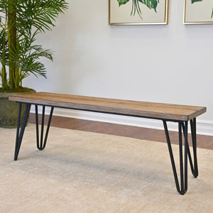 English Elm Aryven Hairpin Leg Dining Bench with Mdf Top and Rustic Industrial Appeal T2574P164623