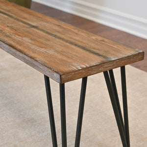 English Elm Aryven Hairpin Leg Dining Bench with Mdf Top and Rustic Industrial Appeal T2574P164623