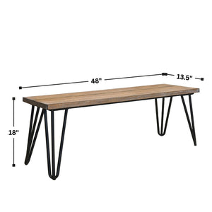 English Elm Aryven Hairpin Leg Dining Bench with Mdf Top and Rustic Industrial Appeal T2574P164623