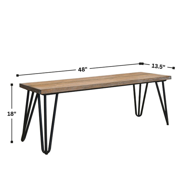 English Elm Aryven Hairpin Leg Dining Bench with Mdf Top and Rustic Industrial Appeal T2574P164623
