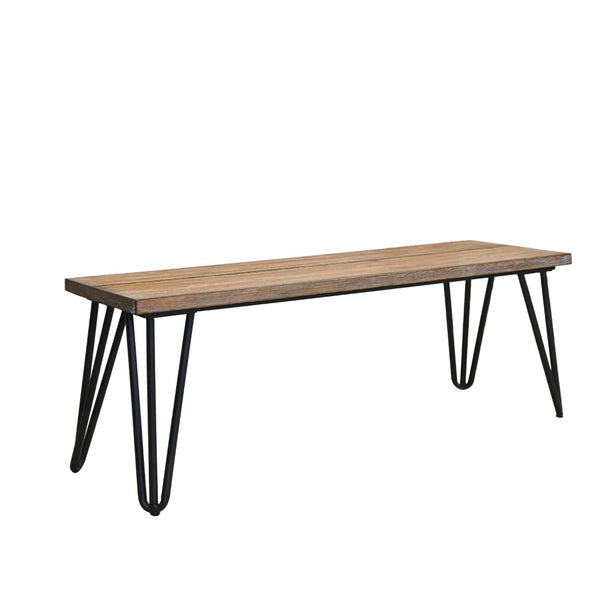 English Elm Aryven Hairpin Leg Dining Bench with Mdf Top and Rustic Industrial Appeal T2574P164623