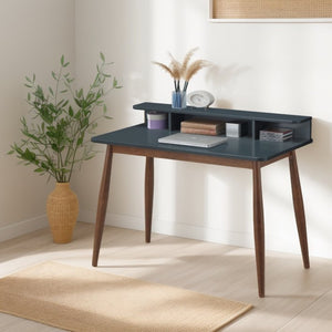 English Elm Roskilde Mid-century Modern Writing Desk with Hutch Tapered Legs Home Office Grey T2574P164624