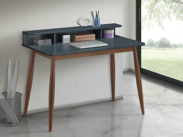 English Elm Roskilde Mid-century Modern Writing Desk with Hutch Tapered Legs Home Office Grey T2574P164624