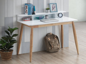English Elm Roskilde Mid-century Modern Writing Desk with Hutch Tapered Legs Home Office White T2574P164625