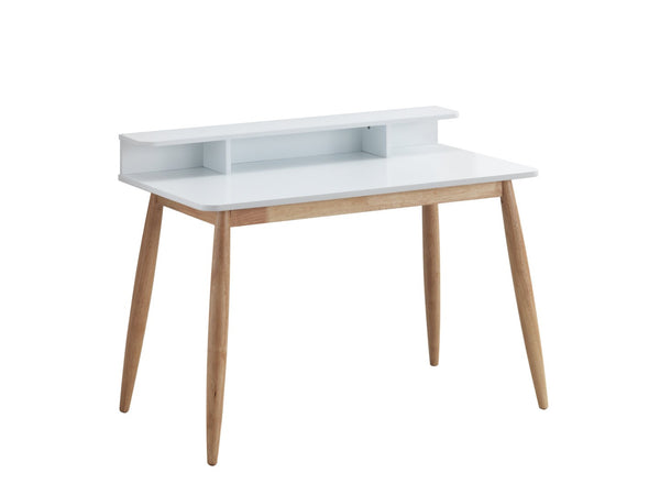 English Elm Roskilde Mid-century Modern Writing Desk with Hutch Tapered Legs Home Office White T2574P164625