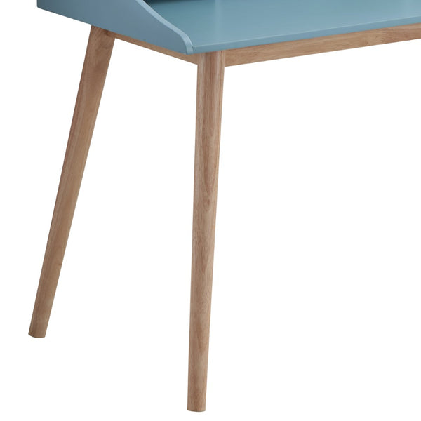 English Elm Roskilde Mid-century Writing Desk with Open Hutch Shelves and Tapered Rubberwood Legs T2574P164626