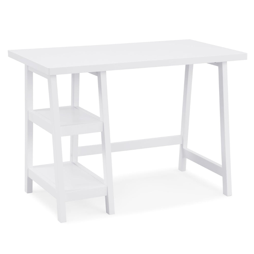 English Elm Redina White Mdf Writing Desk with Open Shelves for Modern Home Office Use T2574P164629