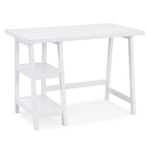English Elm Redina White Mdf Writing Desk with Open Shelves for Modern Home Office Use T2574P164629