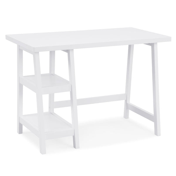 English Elm Redina White Mdf Writing Desk with Open Shelves for Modern Home Office Use T2574P164629