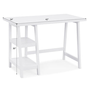 English Elm Redina White Mdf Writing Desk with Open Shelves for Modern Home Office Use T2574P164629