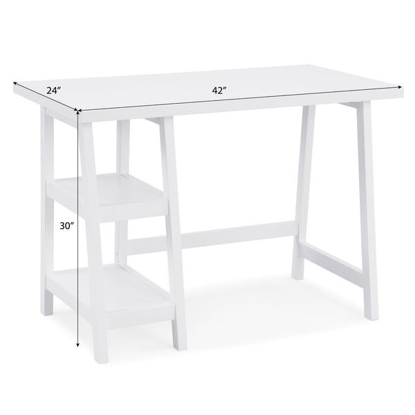English Elm Redina White Mdf Writing Desk with Open Shelves for Modern Home Office Use T2574P164629
