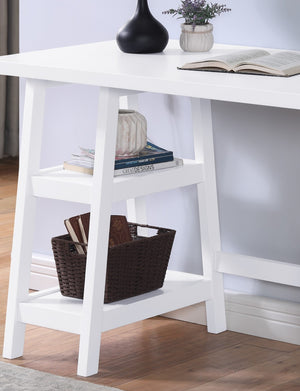 English Elm Redina White Mdf Writing Desk with Open Shelves for Modern Home Office Use T2574P164629