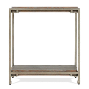 English Elm Corbeta Industrial Metal and Wood Chairside Table with Bottom Shelf for Living Rooms T2574P164630