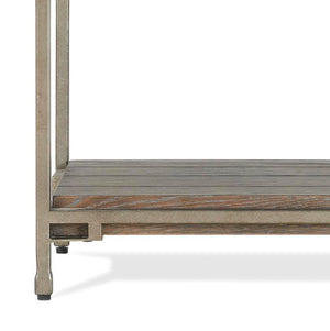 English Elm Corbeta Industrial Metal and Wood Chairside Table with Bottom Shelf for Living Rooms T2574P164630