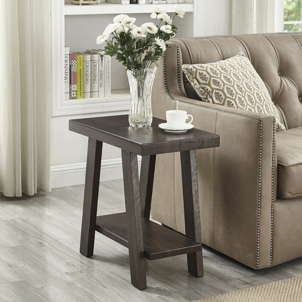 English Elm Athens Contemporary Wood End Table with Open Shelf for Living Room or Bedroom Weathered Espresso T2574P164631