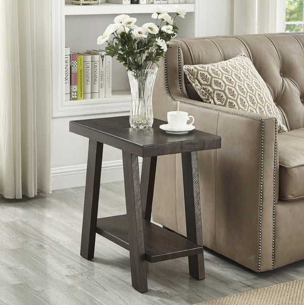 English Elm Athens Contemporary Wood End Table with Open Shelf for Living Room or Bedroom Weathered Espresso T2574P164631