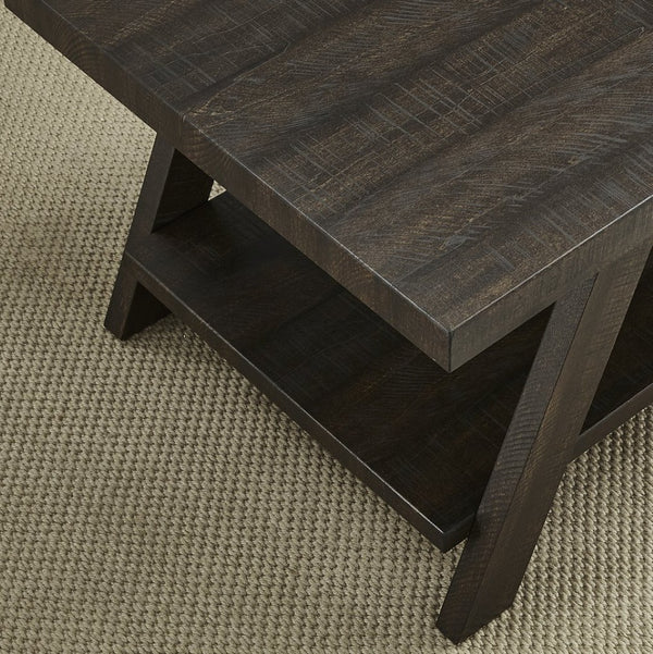 English Elm Athens Contemporary Wood End Table with Open Shelf for Living Room or Bedroom Weathered Espresso T2574P164631