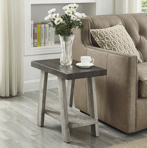English Elm Athens Contemporary Wood End Table with Open Shelf for Living Room or Bedroom Weathered Walnut and Gray T2574P164632