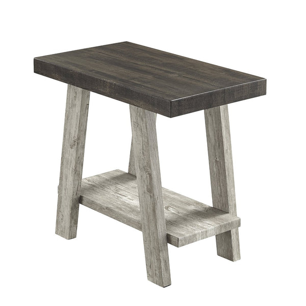 English Elm Athens Contemporary Wood End Table with Open Shelf for Living Room or Bedroom Weathered Walnut and Gray T2574P164632