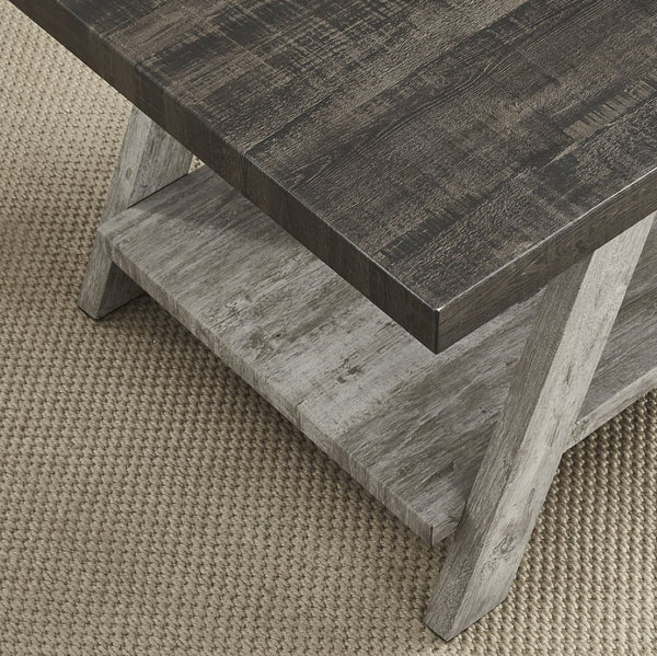 English Elm Athens Contemporary Wood End Table with Open Shelf for Living Room or Bedroom Weathered Walnut and Gray T2574P164632