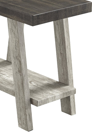English Elm Athens Contemporary Wood End Table with Open Shelf for Living Room or Bedroom Weathered Walnut and Gray T2574P164632