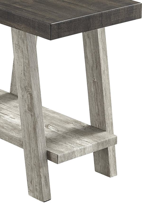 English Elm Athens Contemporary Wood End Table with Open Shelf for Living Room or Bedroom Weathered Walnut and Gray T2574P164632