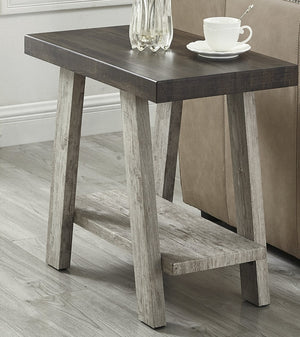 English Elm Athens Contemporary Wood End Table with Open Shelf for Living Room or Bedroom Weathered Walnut and Gray T2574P164632