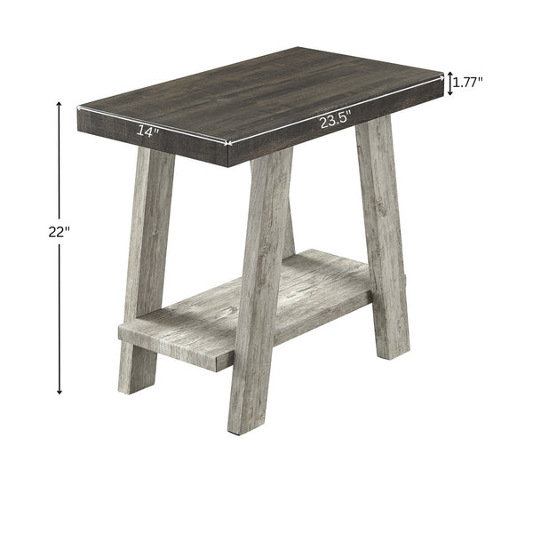 English Elm Athens Contemporary Wood End Table with Open Shelf for Living Room or Bedroom Weathered Walnut and Gray T2574P164632