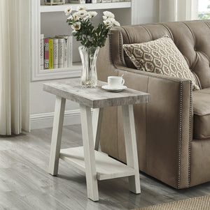 English Elm Athens Contemporary Wood End Table with Open Shelf for Living Room or Bedroom Weathered Gray and Beige T2574P164633