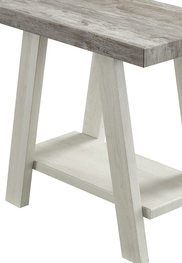 English Elm Athens Contemporary Wood End Table with Open Shelf for Living Room or Bedroom Weathered Gray and Beige T2574P164633