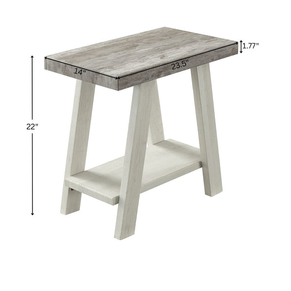 English Elm Athens Contemporary Wood End Table with Open Shelf for Living Room or Bedroom Weathered Gray and Beige T2574P164633
