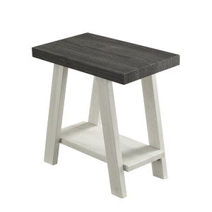 English Elm Athens Contemporary Wood End Table with Open Shelf for Living Room or Bedroom Weathered Charcoal and Beige T2574P164634