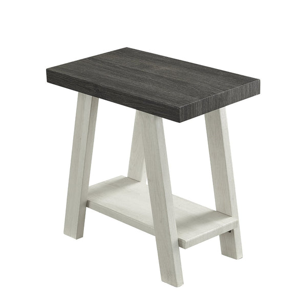 English Elm Athens Contemporary Wood End Table with Open Shelf for Living Room or Bedroom Weathered Charcoal and Beige T2574P164634
