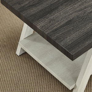 English Elm Athens Contemporary Wood End Table with Open Shelf for Living Room or Bedroom Weathered Charcoal and Beige T2574P164634