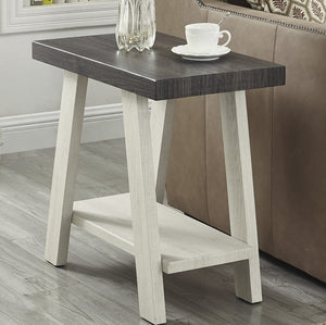 English Elm Athens Contemporary Wood End Table with Open Shelf for Living Room or Bedroom Weathered Charcoal and Beige T2574P164634