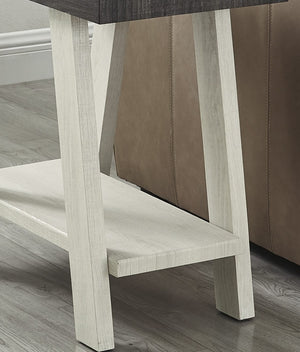 English Elm Athens Contemporary Wood End Table with Open Shelf for Living Room or Bedroom Weathered Charcoal and Beige T2574P164634