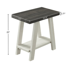 English Elm Athens Contemporary Wood End Table with Open Shelf for Living Room or Bedroom Weathered Charcoal and Beige T2574P164634