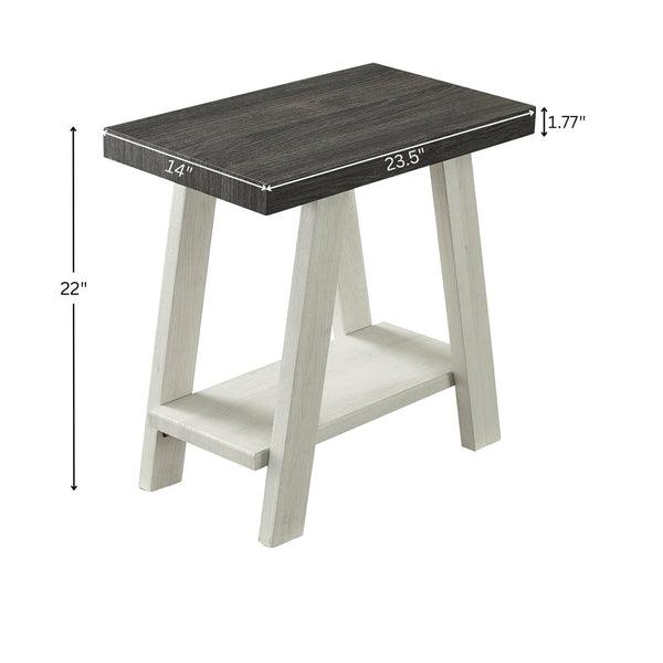 English Elm Athens Contemporary Wood End Table with Open Shelf for Living Room or Bedroom Weathered Charcoal and Beige T2574P164634