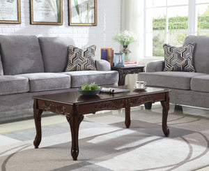 English Elm Traditional Carved Claw Foot Coffee Table in Dark Cherry for Classic Living Rooms T2574P164637