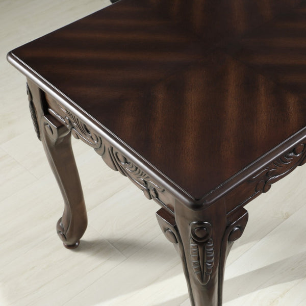 English Elm Traditional Carved Claw Foot Coffee Table in Dark Cherry for Classic Living Rooms T2574P164637