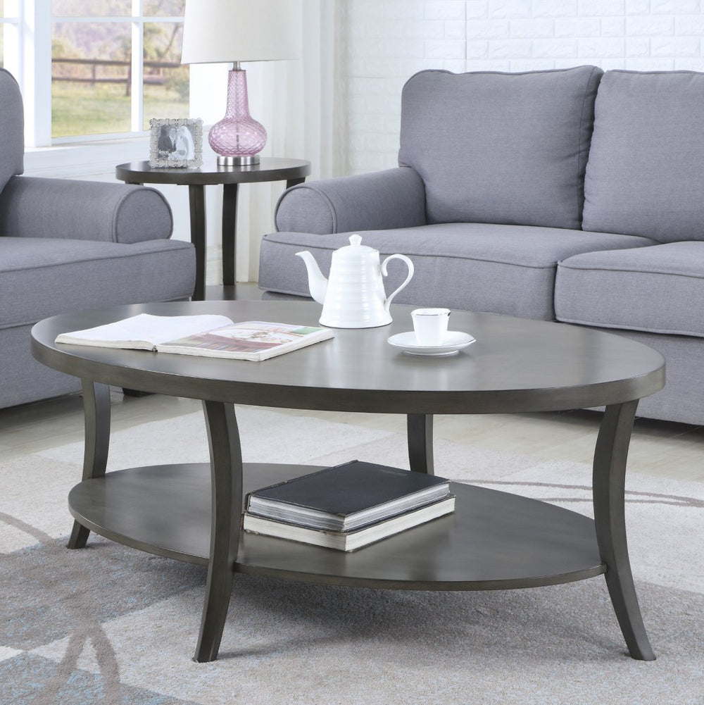 English Elm Perth Oval Birch Veneer Coffee Table with Open Shelf for Modern Living Rooms T2574P164638